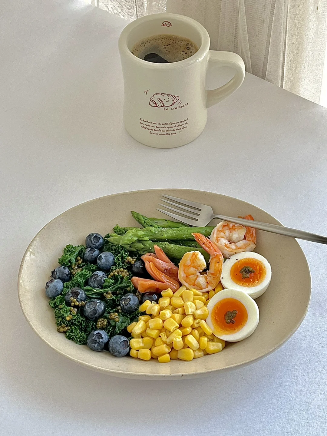 ☀️工作日早餐｜芦笋虾仁鸡蛋玉米沙拉🥗