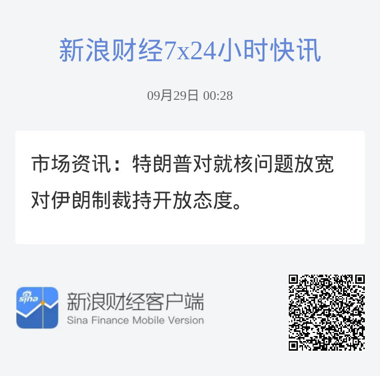 市场资讯：特朗普对就核问题放宽对伊朗制裁持开放态度。 ​