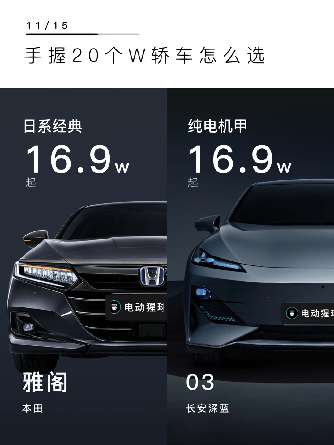 油电之争｜手握20个W雅阁和深蓝03怎么选？
