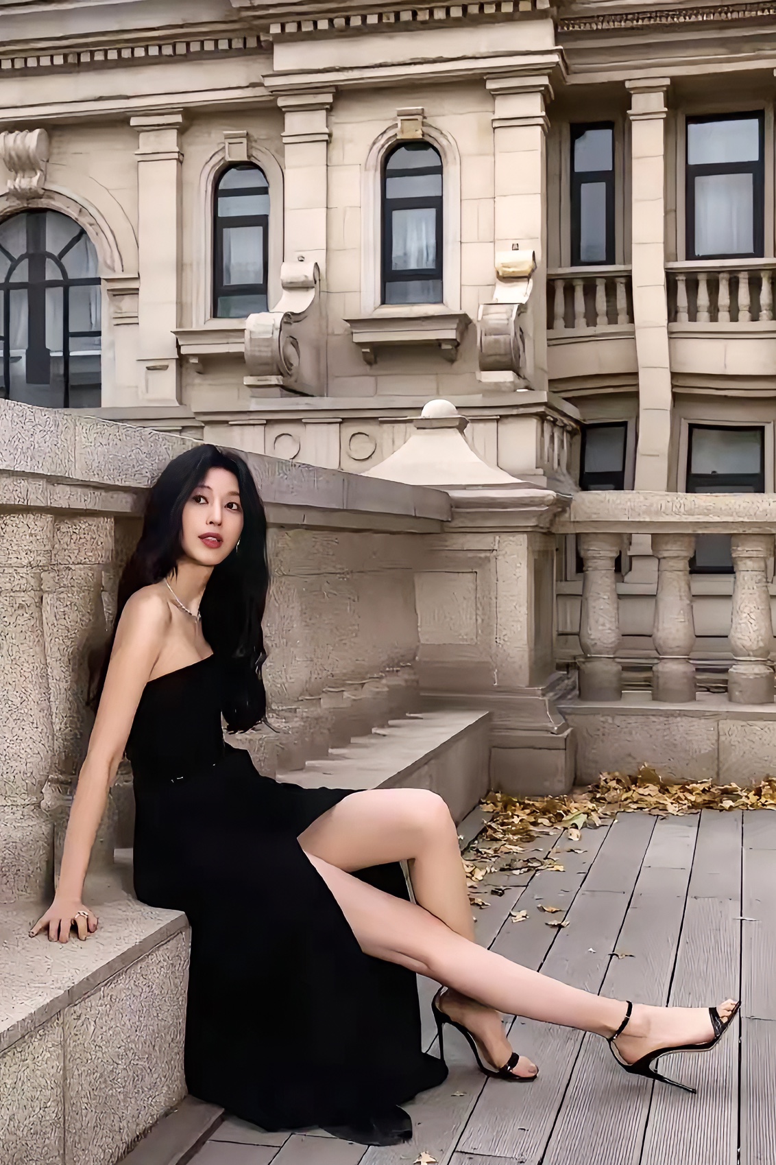 ＃，高跟鞋拉长腿部线条，让她更加高挑，又酷又美的脸提升整体精致度，散...