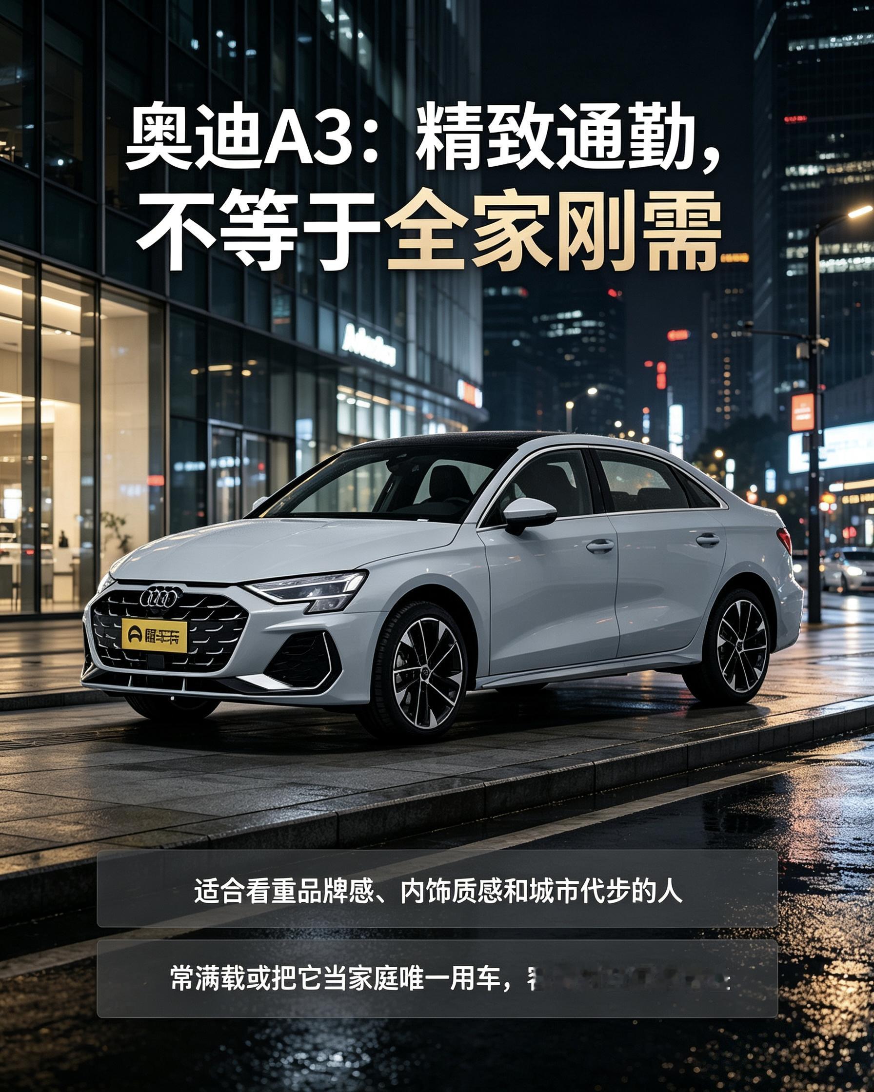 奥迪A3：内饰精致，品牌感强。但空间偏小，适合单人通勤，家里唯一用车、经常满载，很容易觉得局促。【来自懂车帝车友圈】