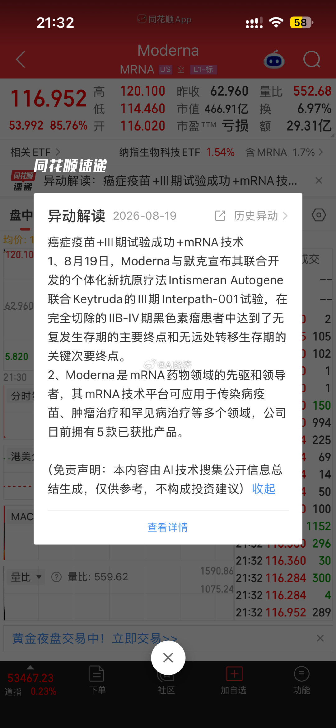 美国癌症疫苗三期研发成功！股价一天翻倍！
中国做mrna疫苗的上市公司 有3个！
其实生物技术的中美竞争 比芯片、AI差距还大 更激烈 更生死攸关
没有拿到台面上 因为周期更长远！ ​