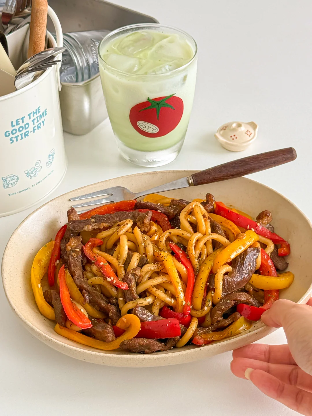 宅家一人食🍽️黑椒牛柳炒乌冬面🍝浓郁鲜香