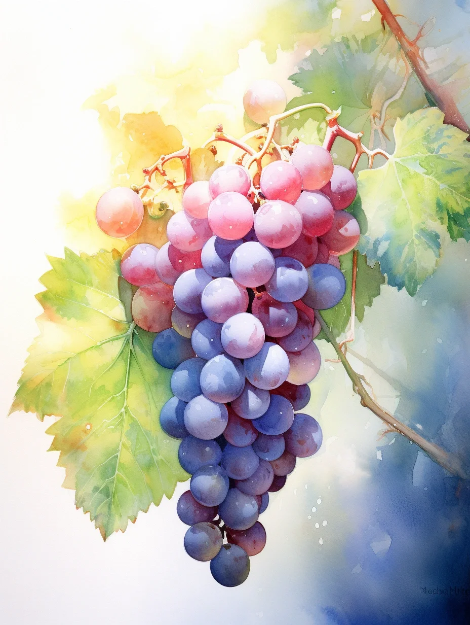 水彩 葡萄