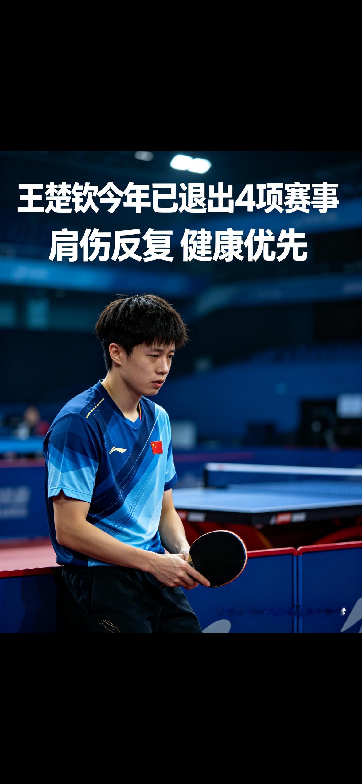 #王楚钦今年已退出4项赛事##WTT#
接连的伤病困扰，让国乒核心王楚钦今年已经先后退出四项国际赛事。长期高密度赛程累积的肩伤持续反复，为避免伤势恶化，团队选择保守休养，优先保障身体状态。

今年他先后放弃多项WTT系列赛事，其中就包括刚刚官宣退出的澳门冠军赛。作为世界排名顶尖的男单选手，连续 ​