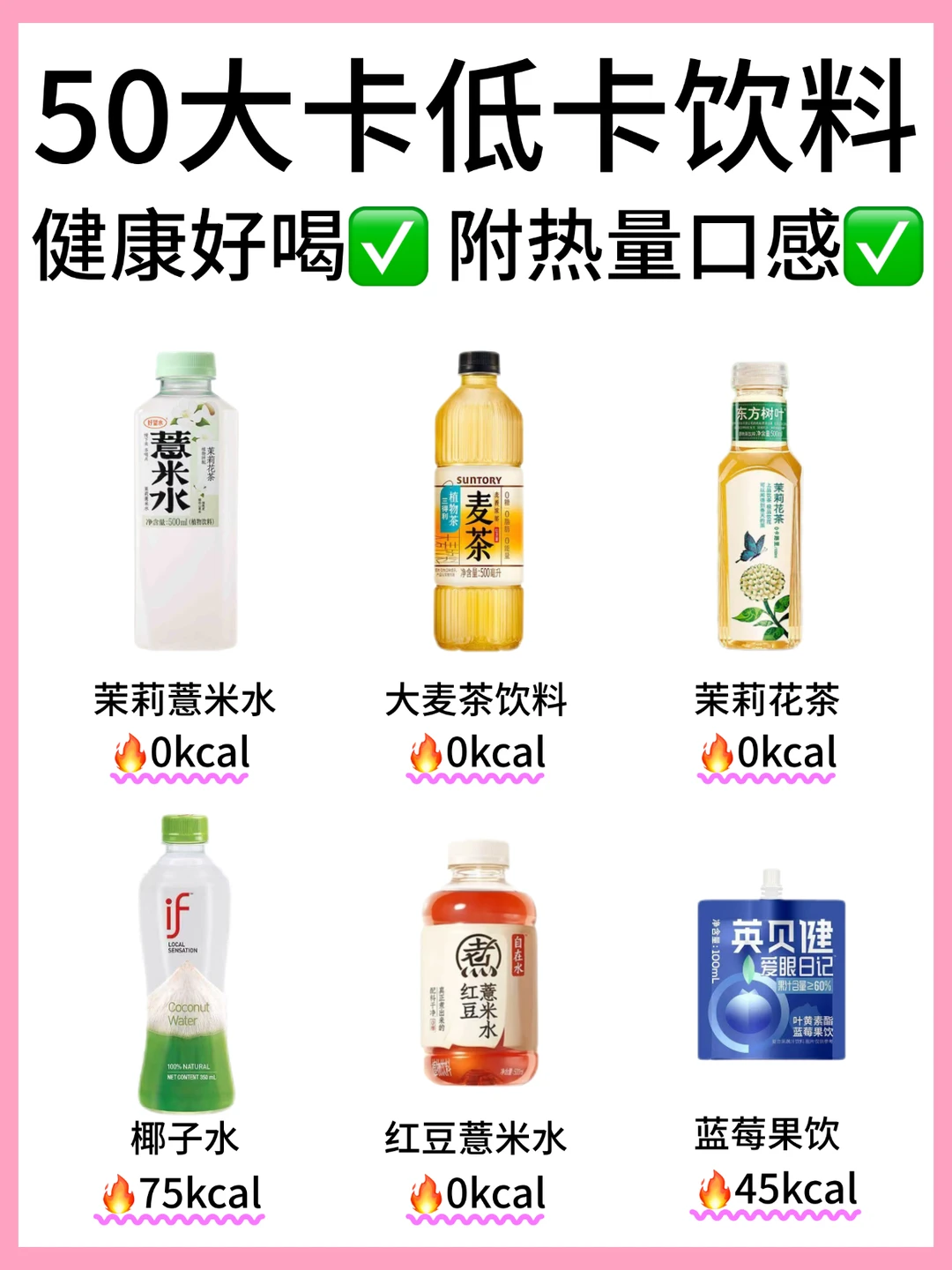 狂喝不胖‼️自律期低卡饮料合集🔥附热量㊙️