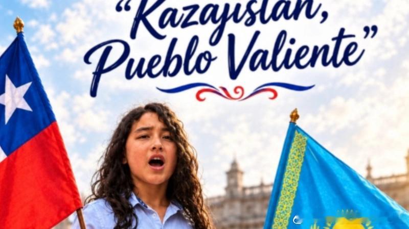 🇨🇱🎶【跨越山海的文化致敬：智利少年以国粹“库埃卡”迎接迪玛希首演】在哈萨克斯坦知名歌手迪玛希即将赴智利开启“DIMENSIONS”世界巡演之际，一项别开生面的文化交流活动在圣地亚哥上演。11岁的智利少年歌手马克西莫·莱昂在智利总统府拉莫内达宫前深情唱响专为哈萨克斯坦创作的库埃卡（Cueca ​
