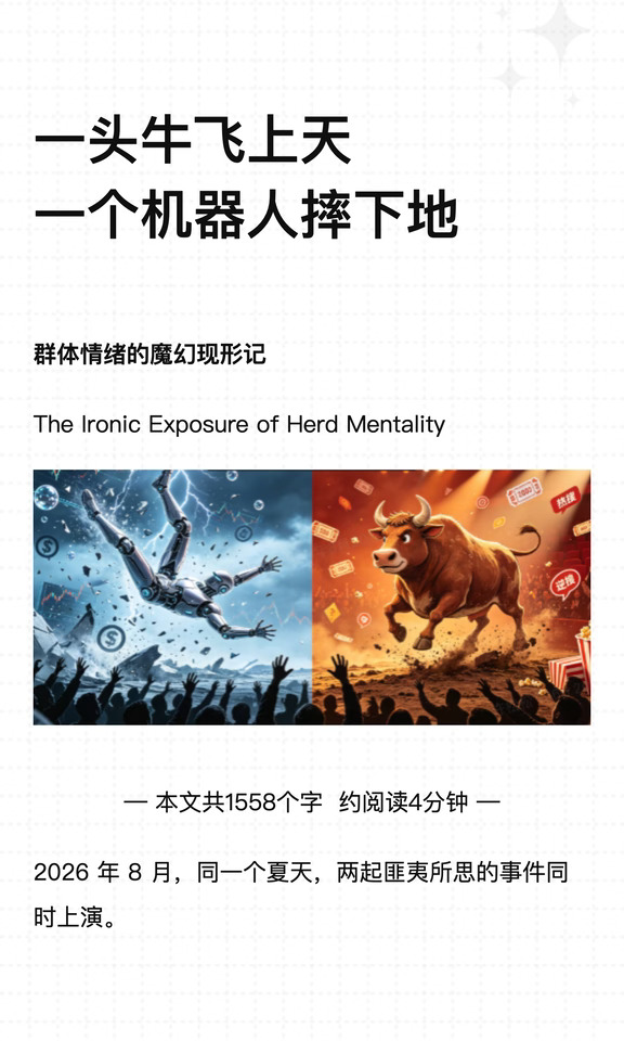 一头牛飞上天一个机器人摔下地