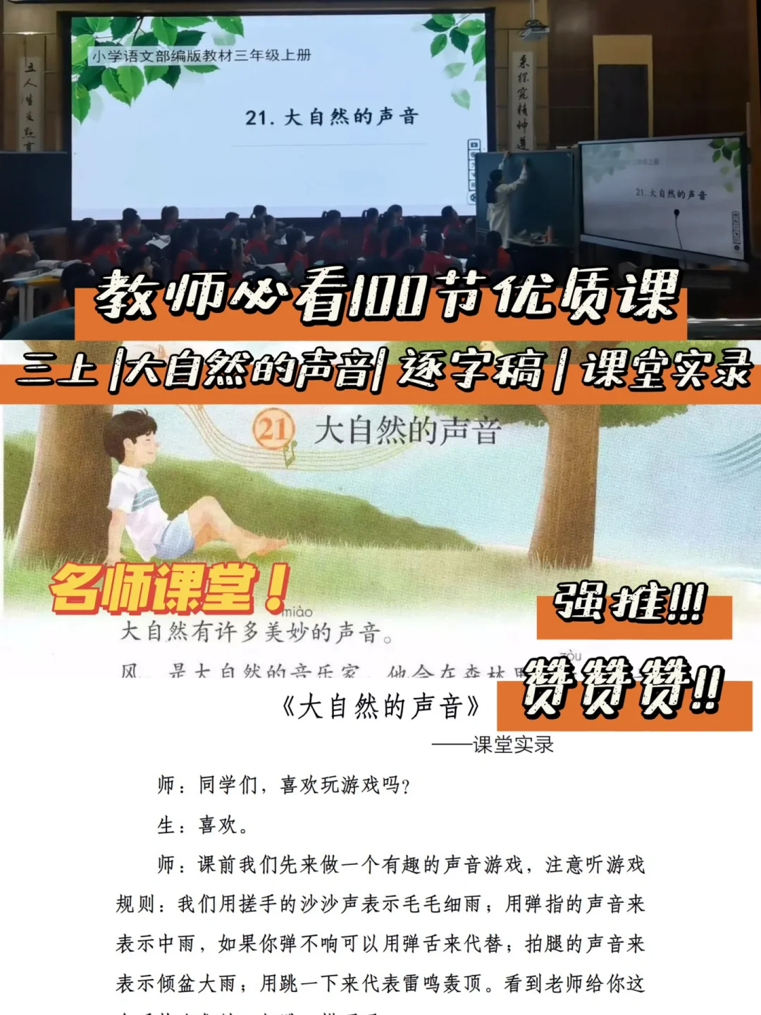 教师必看100节优质课|大自然的声音|逐字稿
