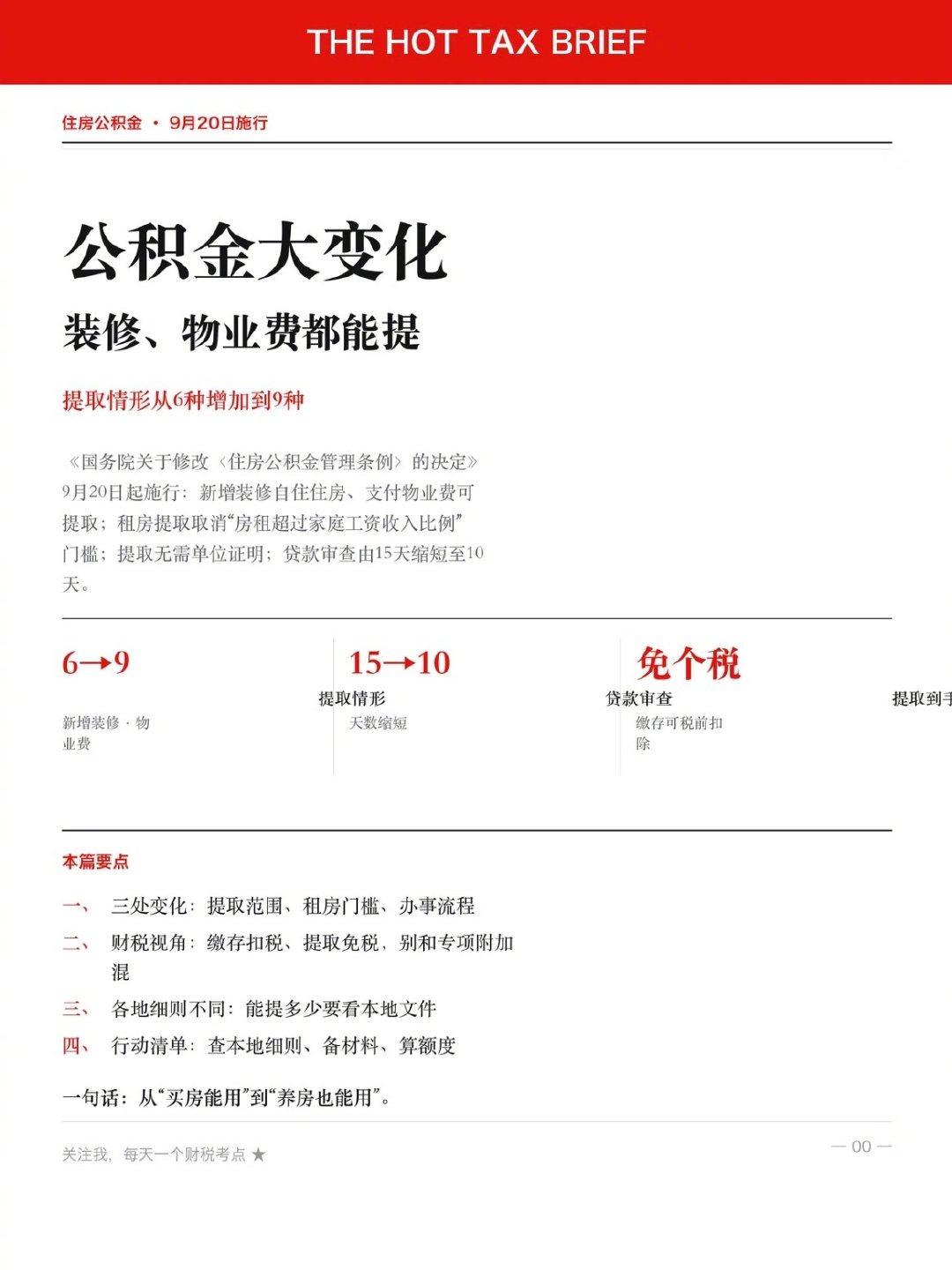 #新规后有城市装修可提20万公积金#
最新消息：
公积金新规9月20日全国正式生效，以后装修房子、交物业费可以提取公积金余额！感觉还是很不错的政策，公积金范围更广了#日常[超话]# ​