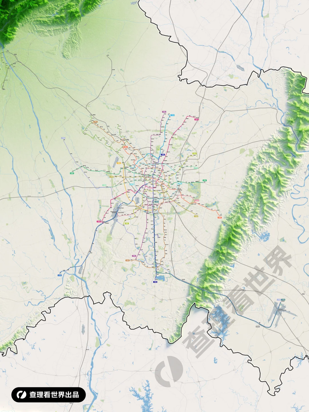 地形版高清成都市轨道交通地图图已更新完成