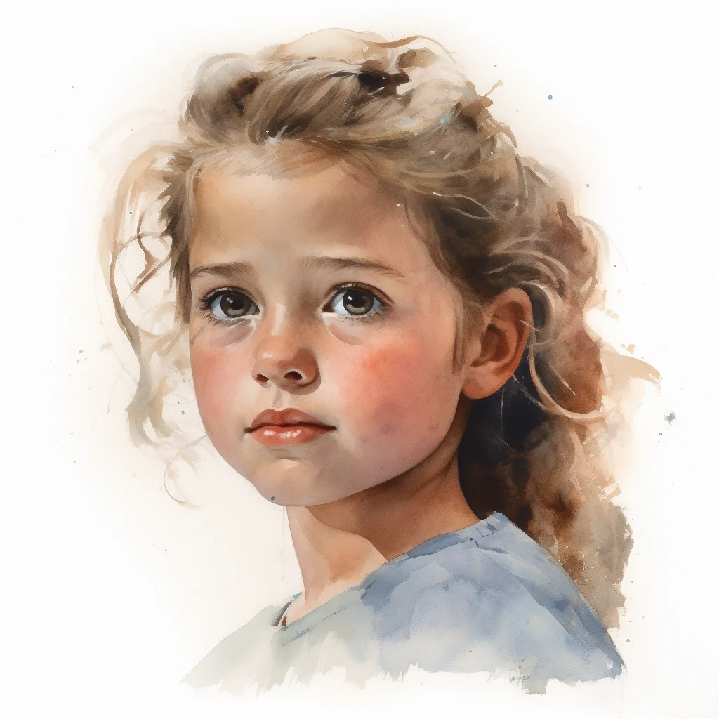 水彩 小女孩