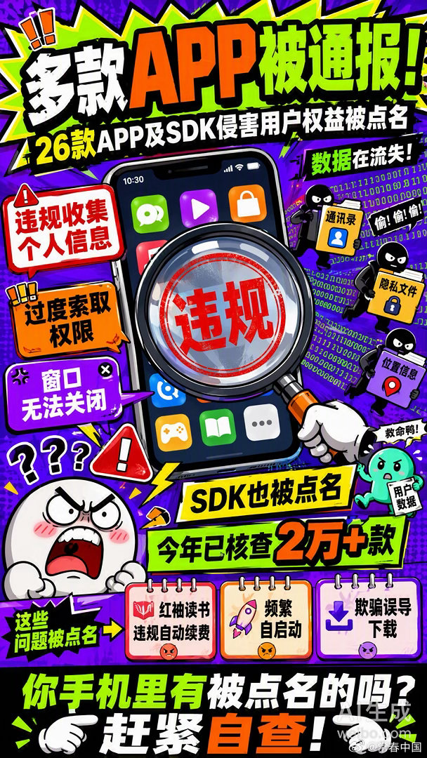 工信部8月25日通报的26款违规APP，像是一份数字世界的“失信名单”。从红袖读书的隐蔽扣费到出国翻译官的弹窗乱跳转，这些老面孔之所以屡禁不止，是因为在流量见顶的当下，部分厂商正把透支用户信任当成维持营收的最后手段。

违规收集信息和过度索权不再是技术疏忽，而是精心设计的商业套路。当应用商 ​