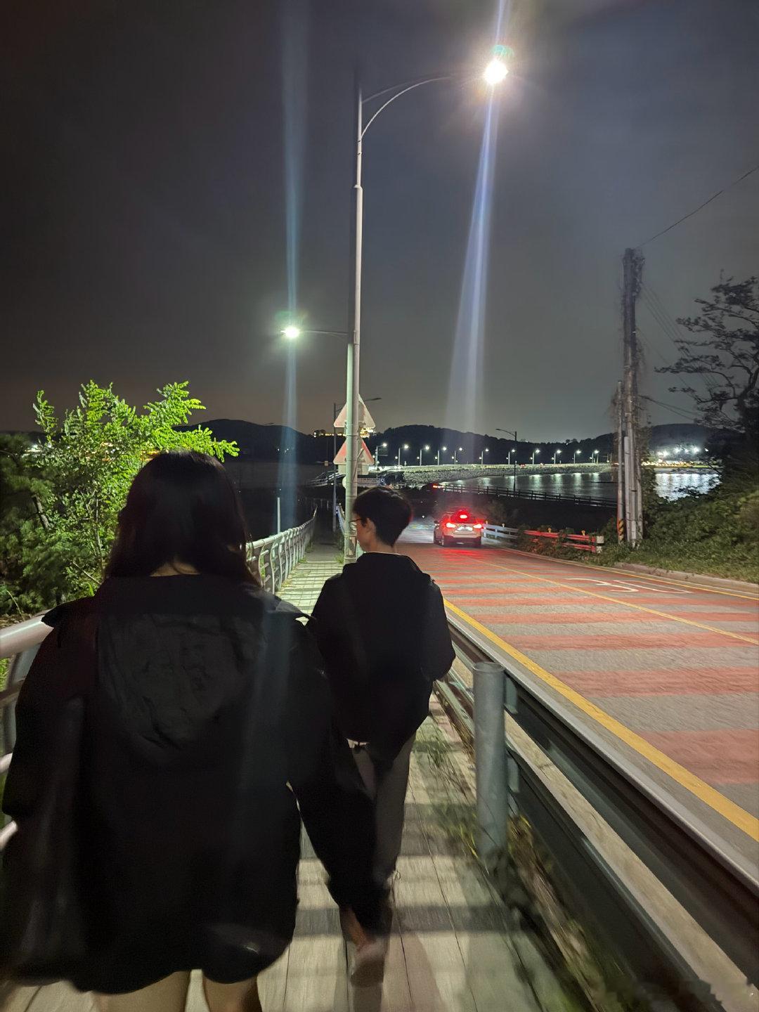 飞机落地时仁川市 
看下面的岛屿好美 于是打算上岛去海边
但奈何小岛上 公交停运 又打不到车
我们三个人就这样跨越三个岛 走回了机场 ​