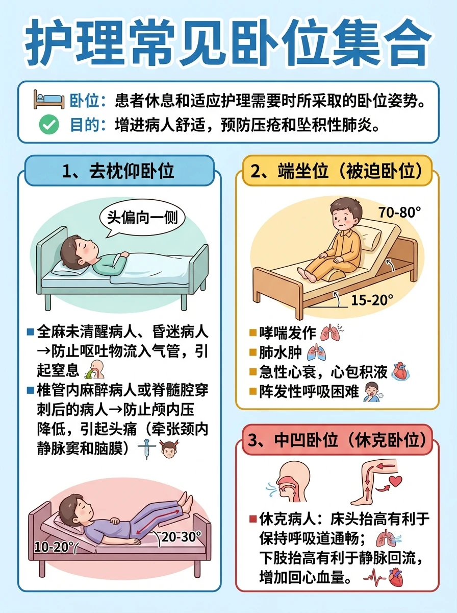 基础护理学｜常见卧位知识点总结🛌