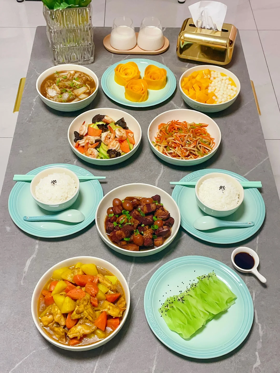 家常菜｜红烧肉鹌鹑蛋🌟咖喱鸡🌟素炒杏鲍菇