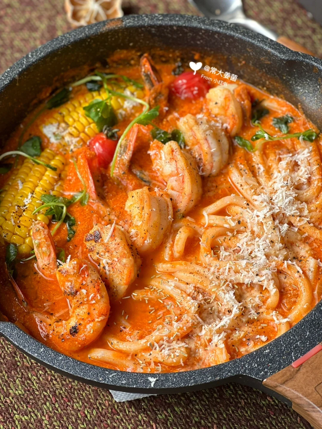 🇰🇷韩式奶辣芝士浓汤乌冬面🍤吸溜～吸溜～