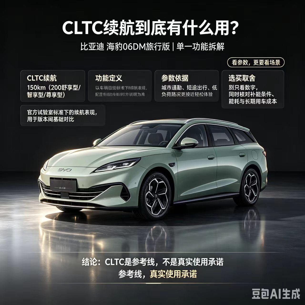 比亚迪海豹06DM旅行版的CLTC续航，是实验室标准下的参考数值，多用于不同版本之间横向对比。该数值更贴近城市通勤、轻负载场景，不能等同于实际用车续航。选车时不要只看纸面数字，还需要结合补能条件、日常能耗综合考量。【来自懂车帝车友圈】