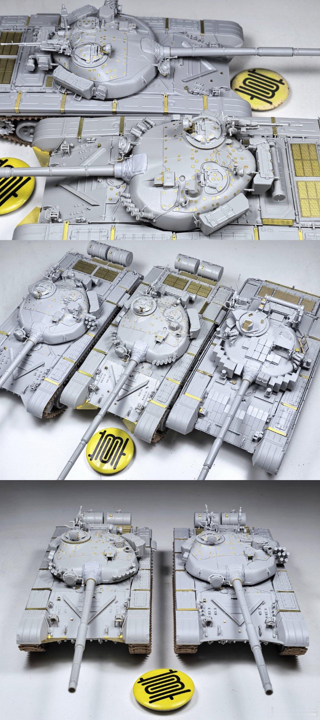 #五对轮魔改王# 八月拼了三台号手的T-72系列：T-72A，T-72B，T-72M4CZ。 ​