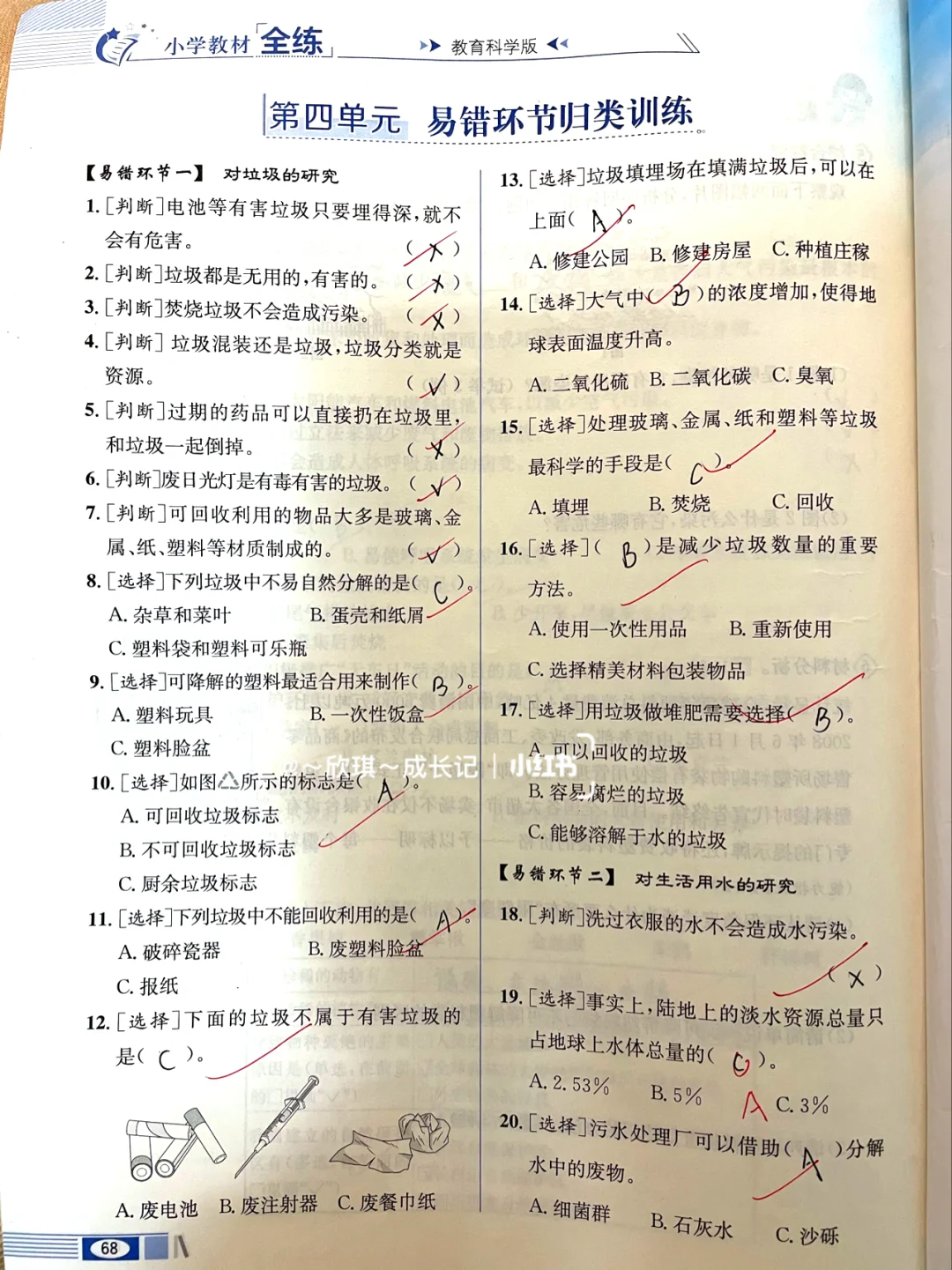 六下科学，第四单元易错环节归类训练