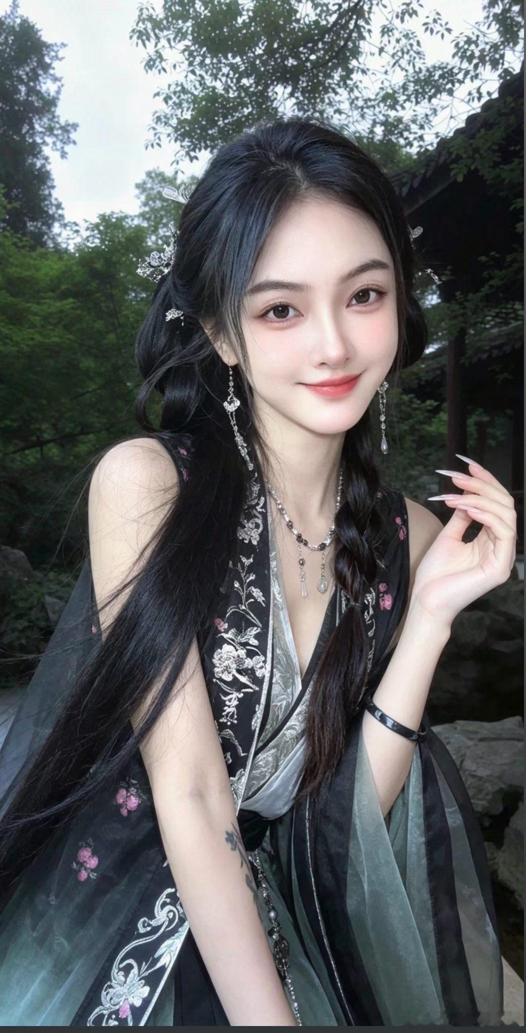 这姑娘打扮得真像古装美人。 ​