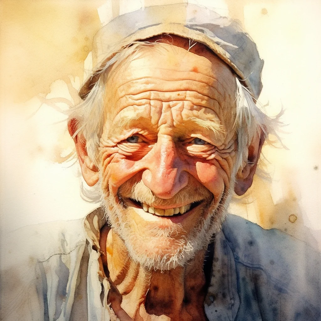 AI水彩 老头儿