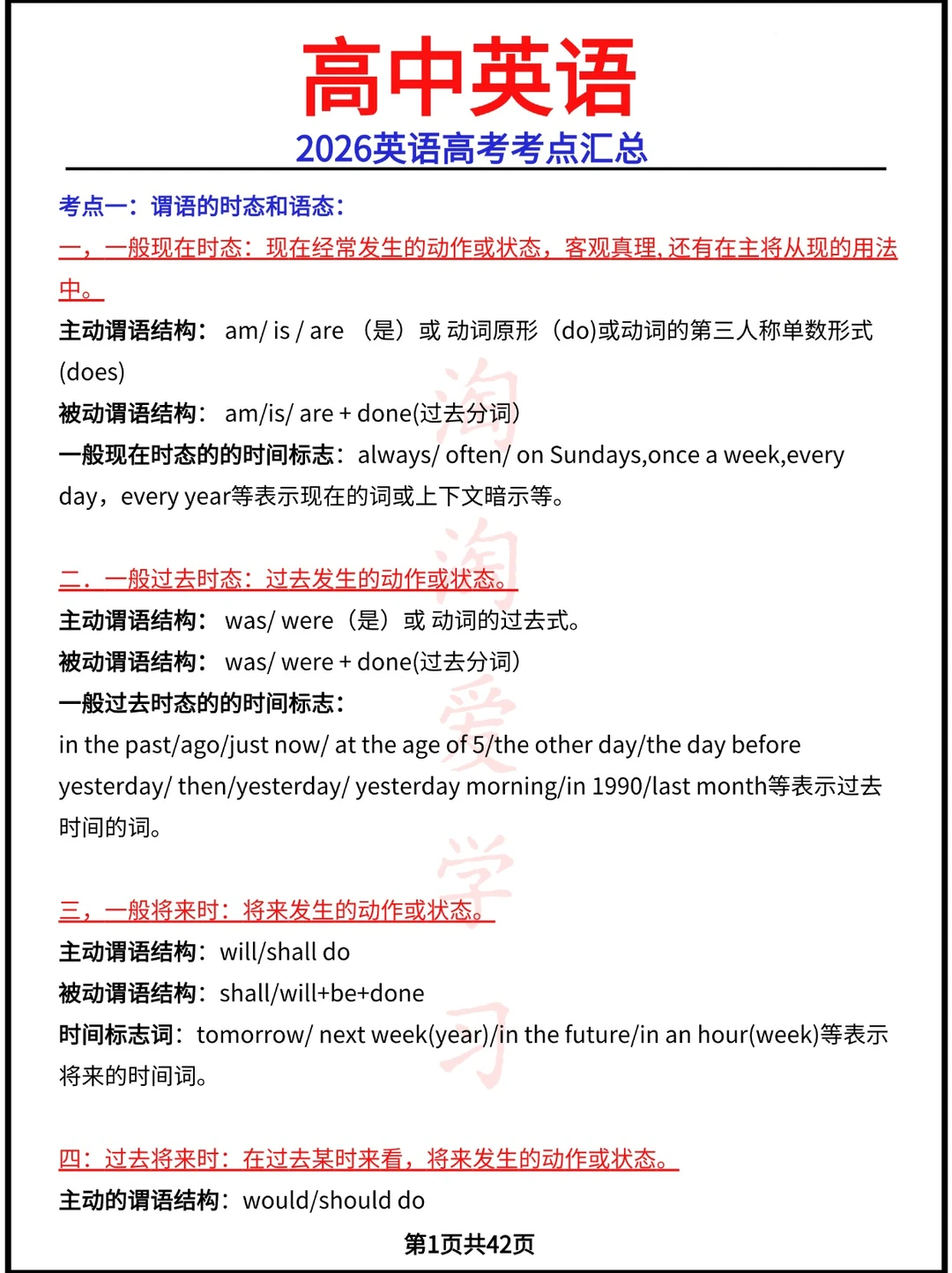 2026英语高考考点汇总