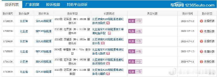 宋 PLUS 新能源原车轮胎普遍出现细纹开裂<br />在车质网刷到大...