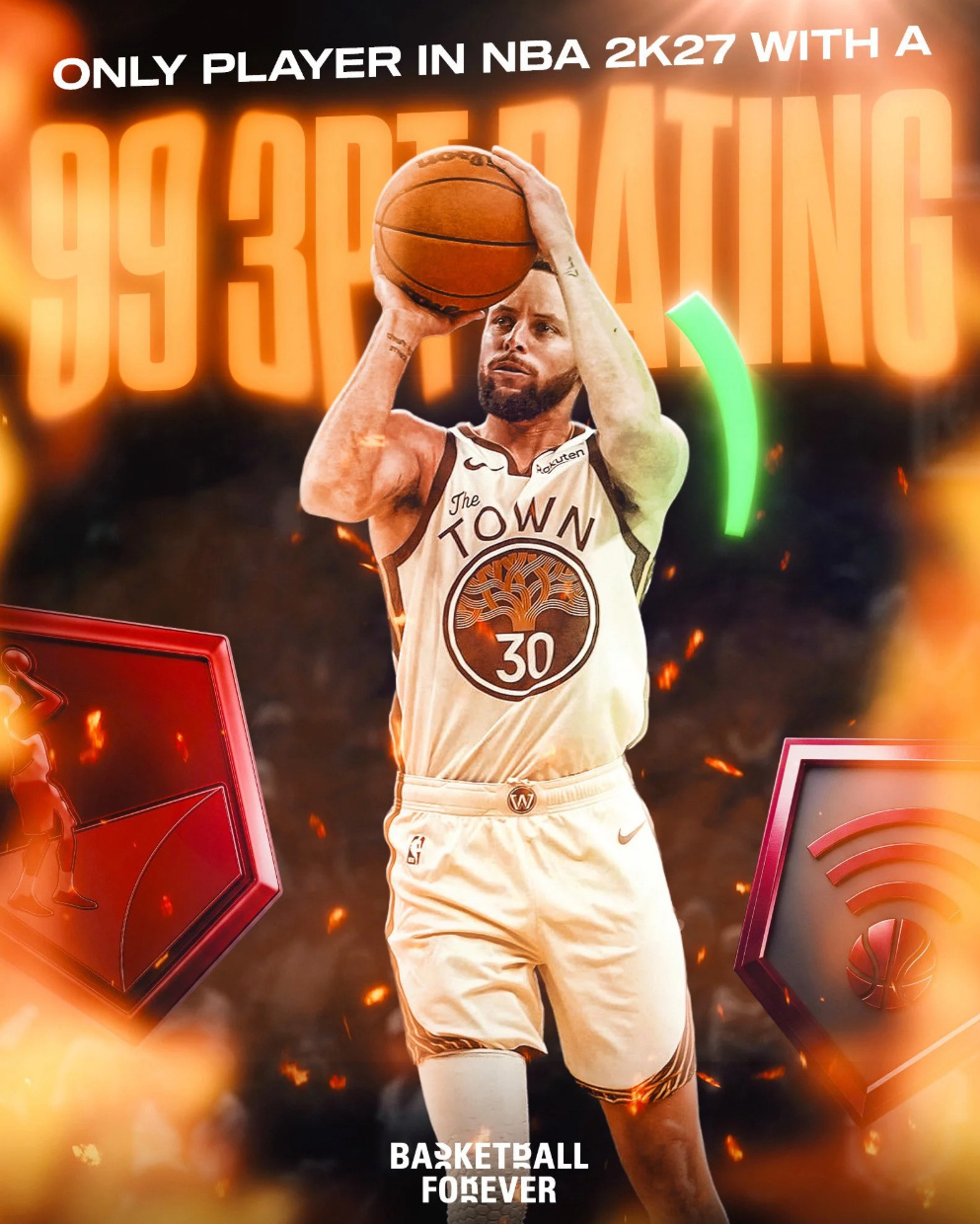 BF：库里是NBA2K27游戏里唯一三分能力值达到99的球员  美媒B...