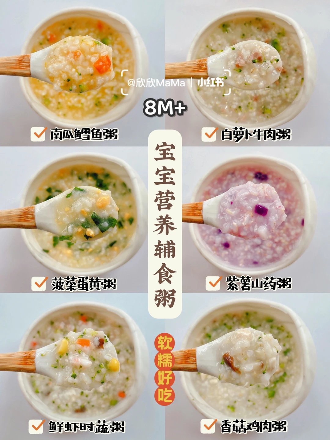 8M+宝宝辅食｜营养美味辅食粥｜软糯好吃