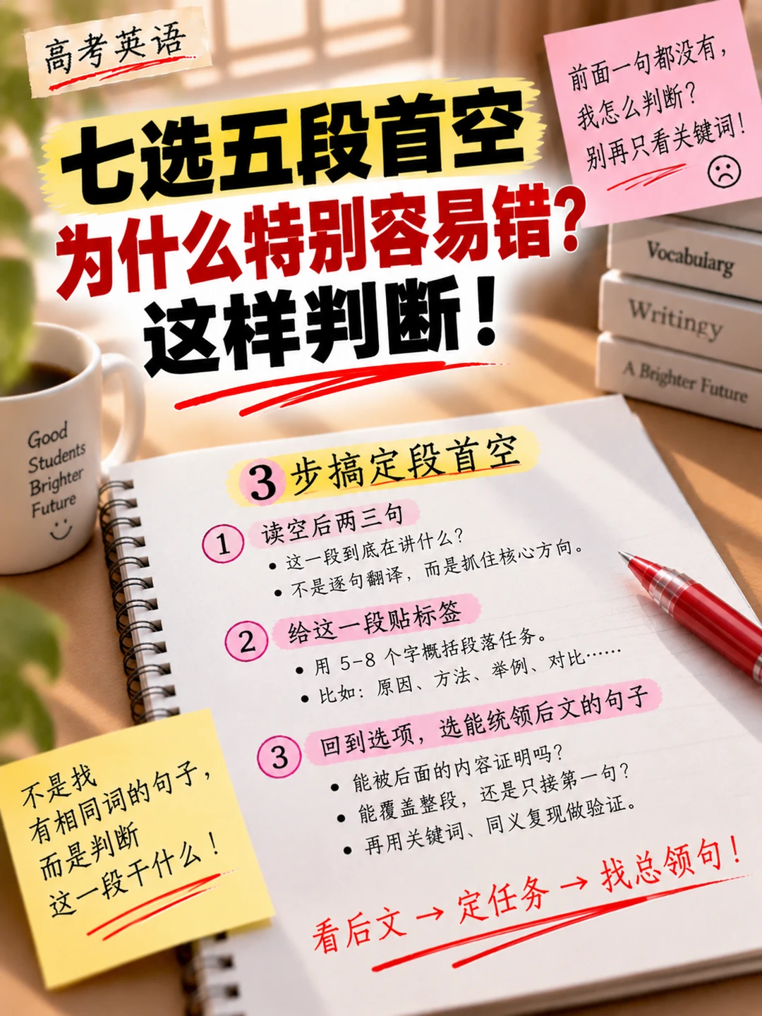 七选五段首空为什么特别容易错？