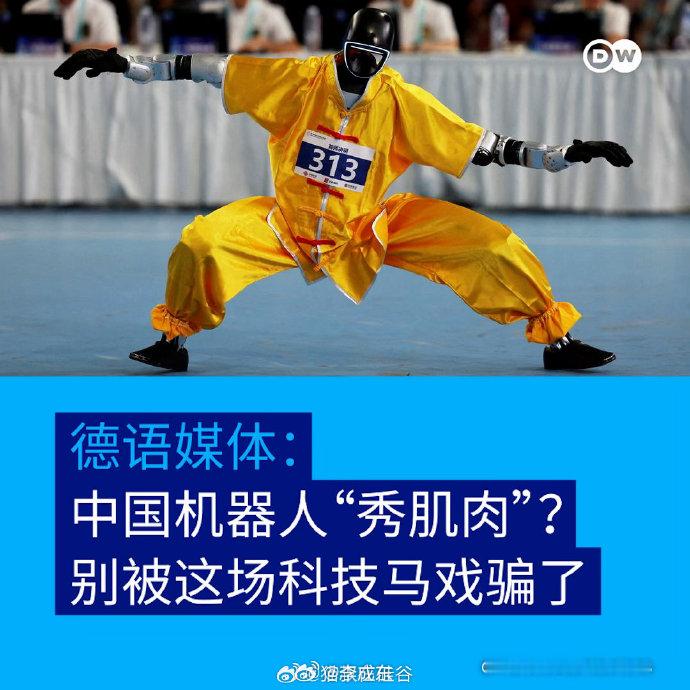针对#2026世界机器人大会# ，近期德国之声 (DW，德国对外广播媒体)核心观点：
1）认为赛场上武术、跑跳这类炫酷表演，更偏向舞台表演效果，属于 “马戏式的展示”；
2）指出当前人形机器人依然存在现实短板：续航短、可靠性不足、距离真正落地工业 / 家庭实用场景还有很大差距；
3）质疑赛事是在对外  ​