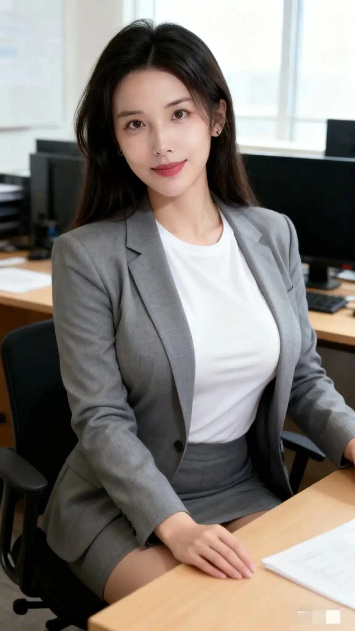 职场女强人，自信满满，办公室里的优雅女神！