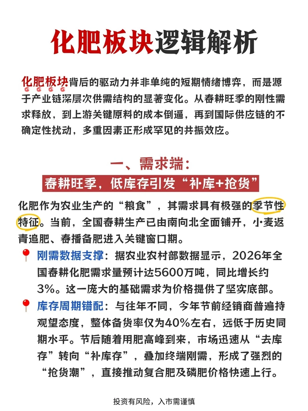 化肥板块逻辑解析