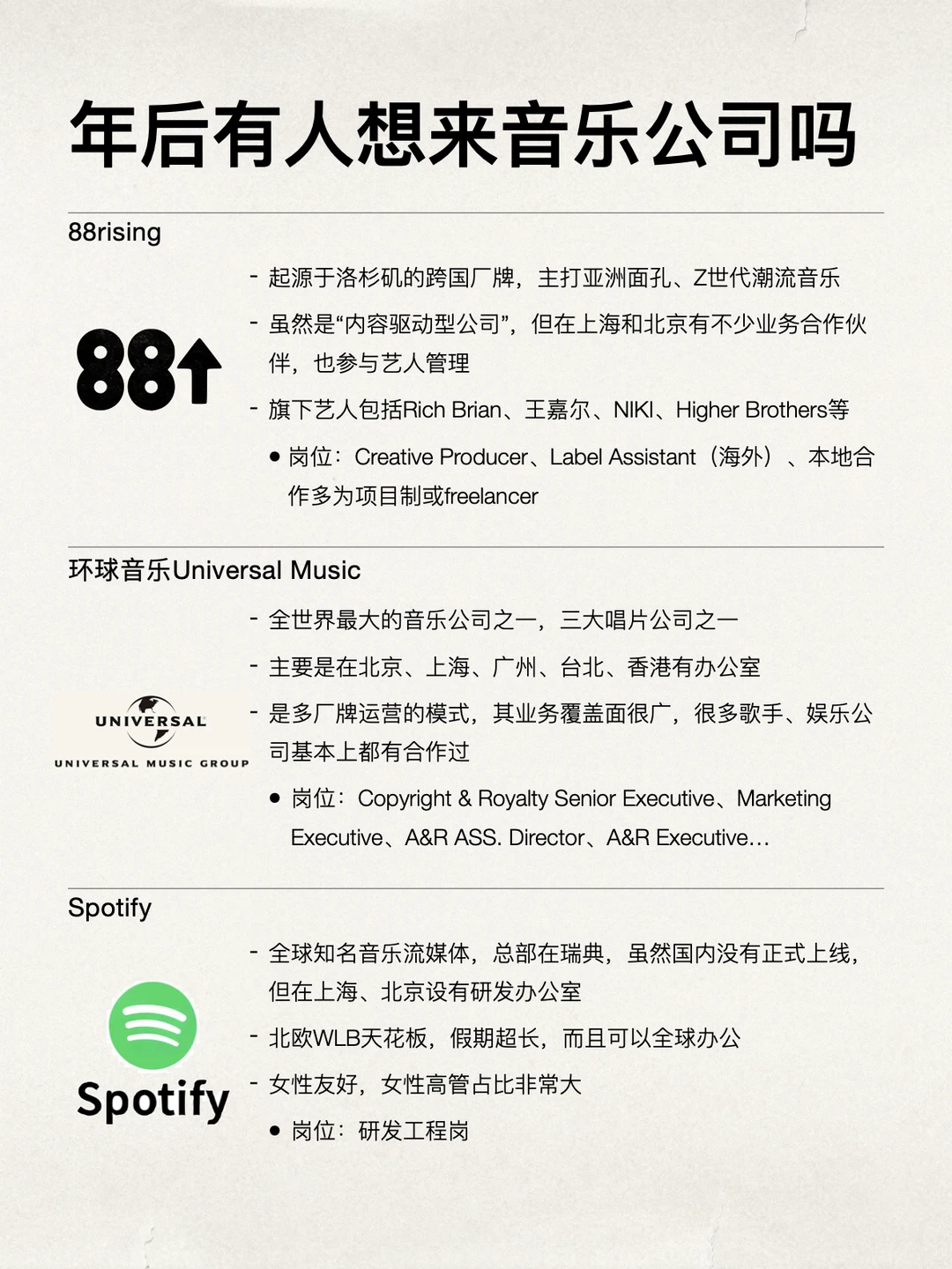 年后有想来音乐公司上班的吗？都在捞人