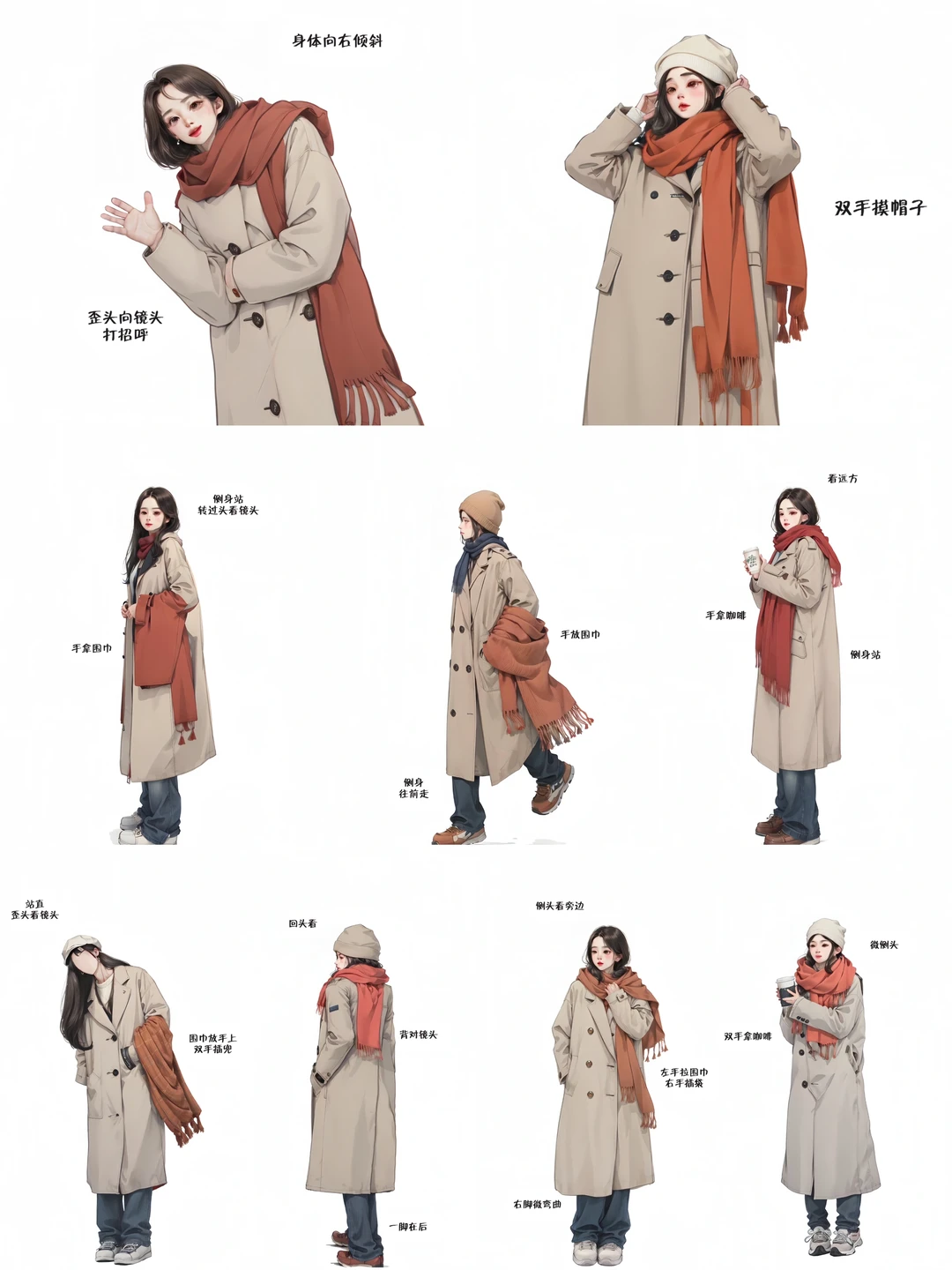 大衣氛围感拍照姿势｜韩剧女主