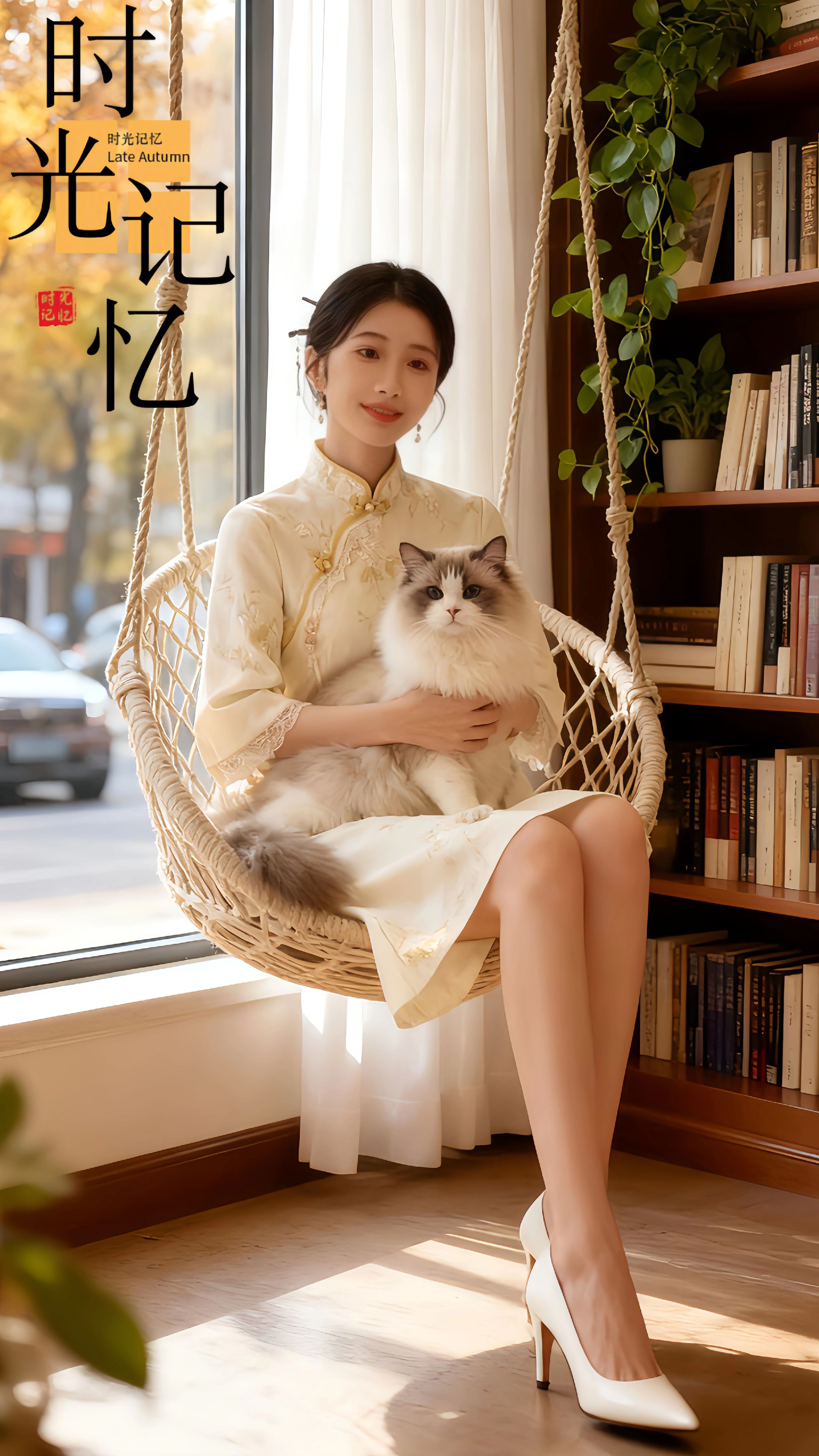 新中式气质优雅淑女范米白蕾丝倒大袖旗袍2025春秋季新款日常可穿