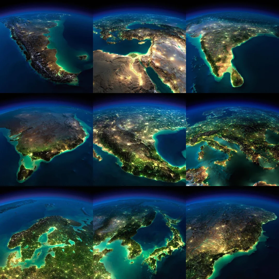 天空遥望地球夜景