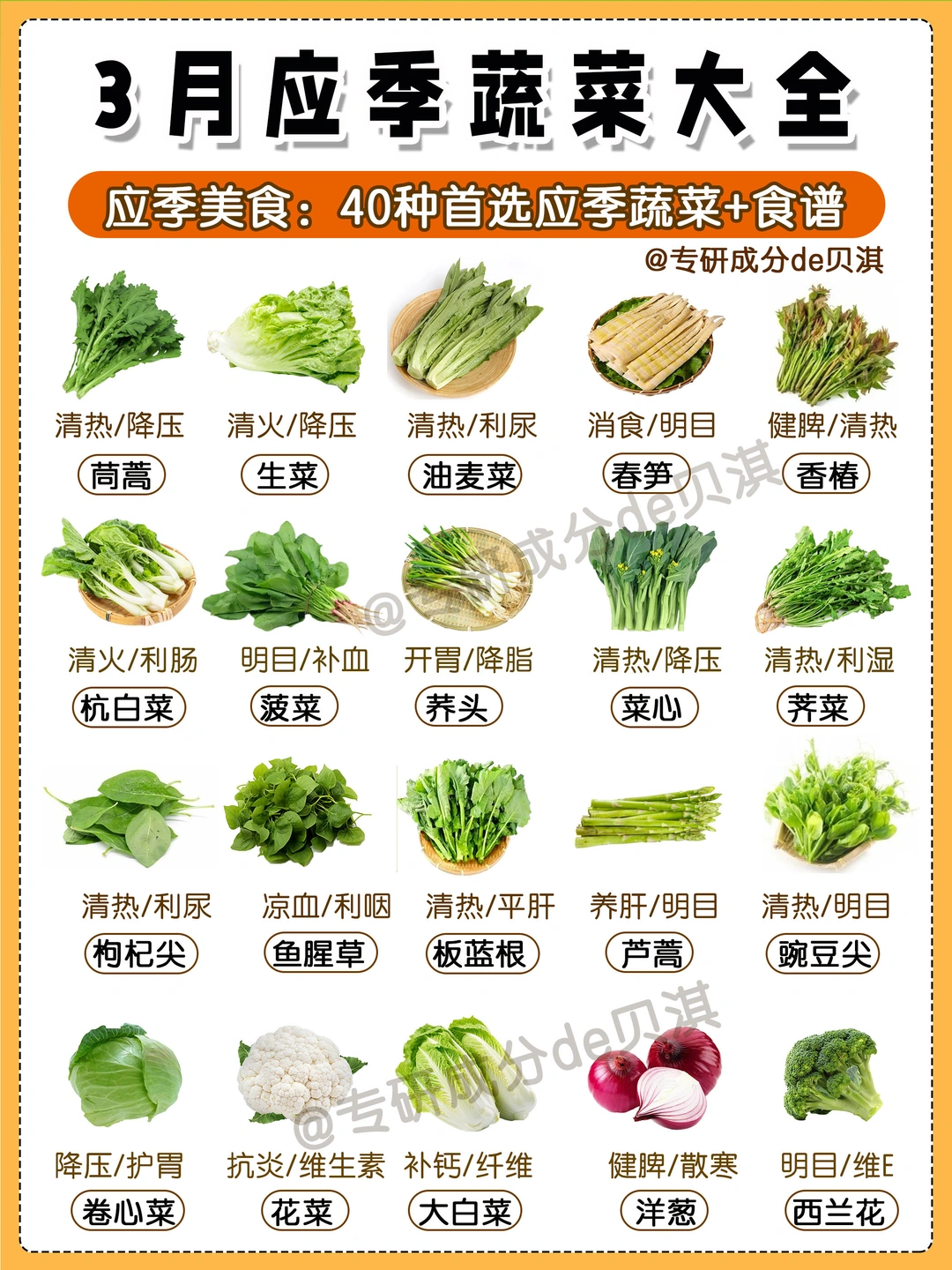 🔥3月应季蔬菜大全‼️春天多吃灵气菜附食谱