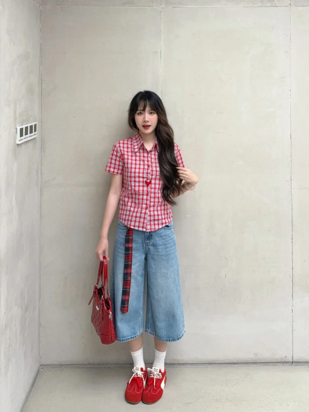 正肩衬衫➕七分裤好穿爱穿