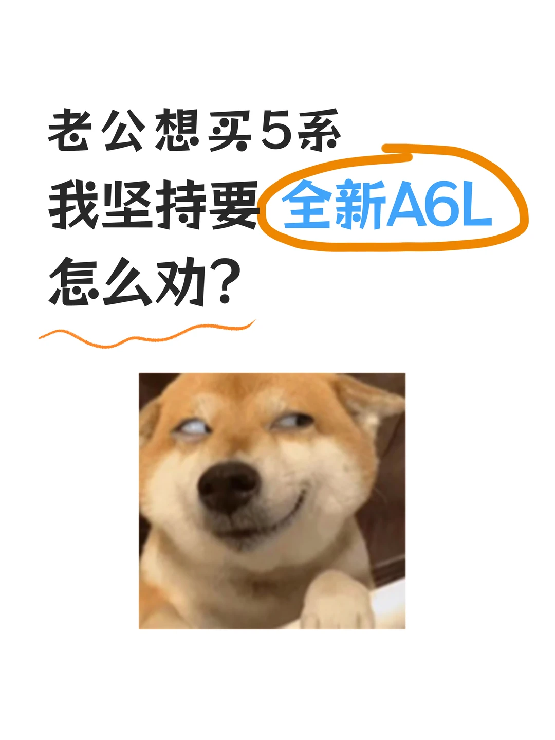 老公想买5系，我想要全新A6L，怎么办！