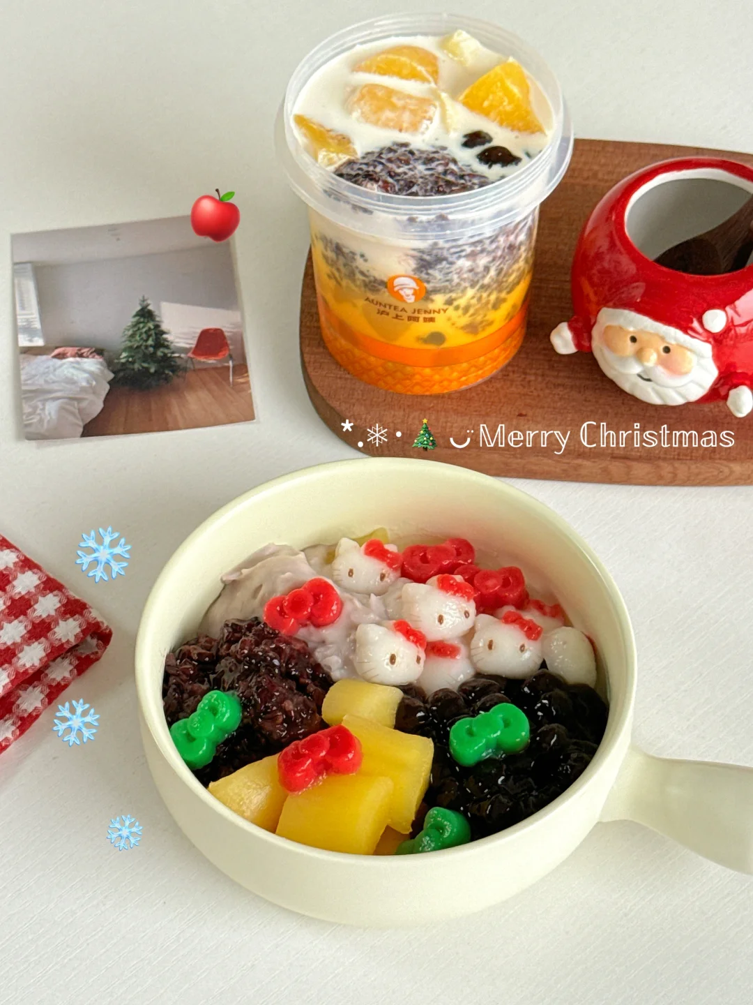 超可爱🎄圣诞风Hellokitty木薯炖奶❗️