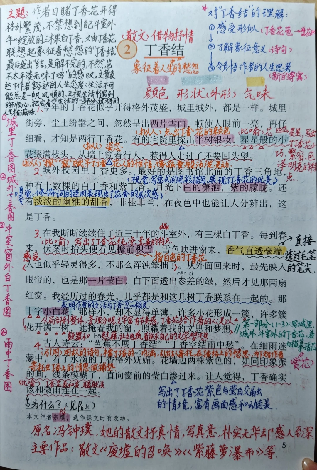 六上语文备课2《丁香结》