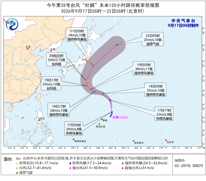 新台风“杜鹃”生成
【来源：海西晨报】
新台风生成！
今年第25号台风“杜鹃”
已于昨天（16日）晚上
在西北太平洋洋面生成
今天（17日）早晨5点钟其中心位于塞班东北方向约530公里的洋面上，就是北纬18.1度、东经149.7度，中心附近最大风力有8级（20米/秒），中心最低气压为995百帕，七级