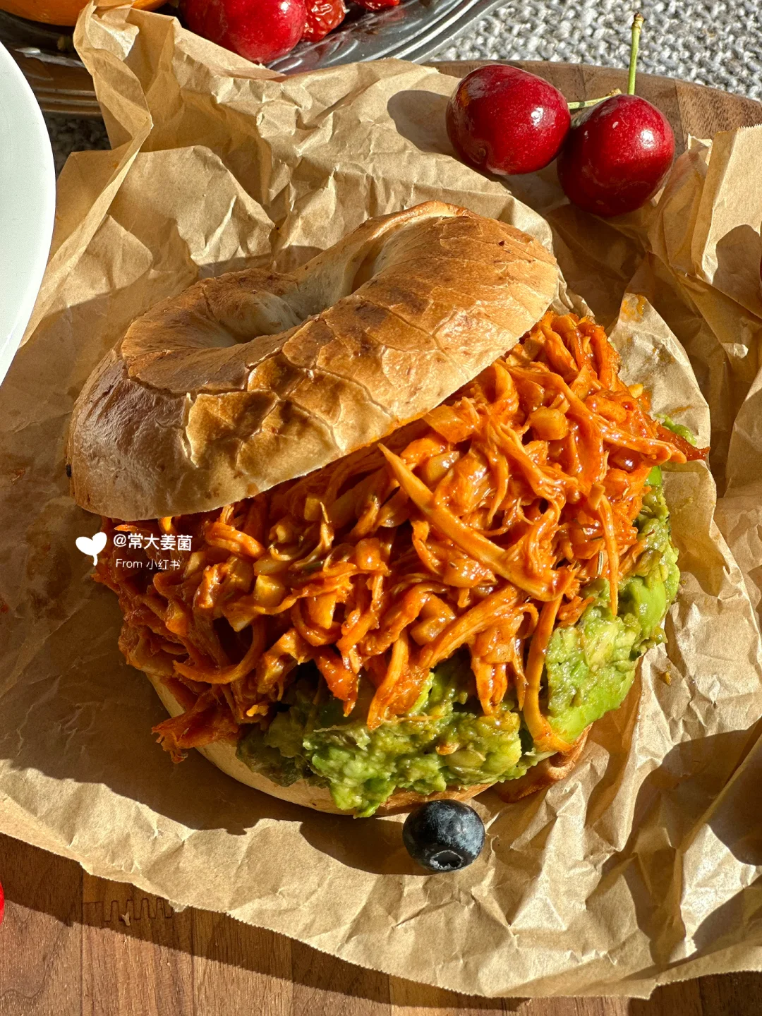 大满足！！减脂韩式鸡丝贝果🥯🥑