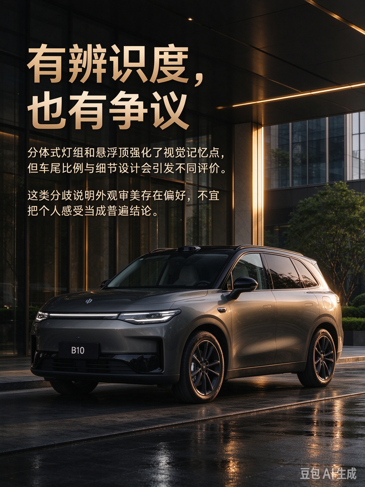 2027款零跑B10的外观讨论并不单一。分体式灯组、黑色悬浮顶和圆润车身让它更容易被记住，但也有观点认为车尾偏短、部分细节偏家用，设计评价存在明显分化。这说明10万级纯电SUV的审美判断并不只看配置，灯组、车顶、车身比例和个人偏好都会影响第一眼印象。【来自懂车帝车友圈】