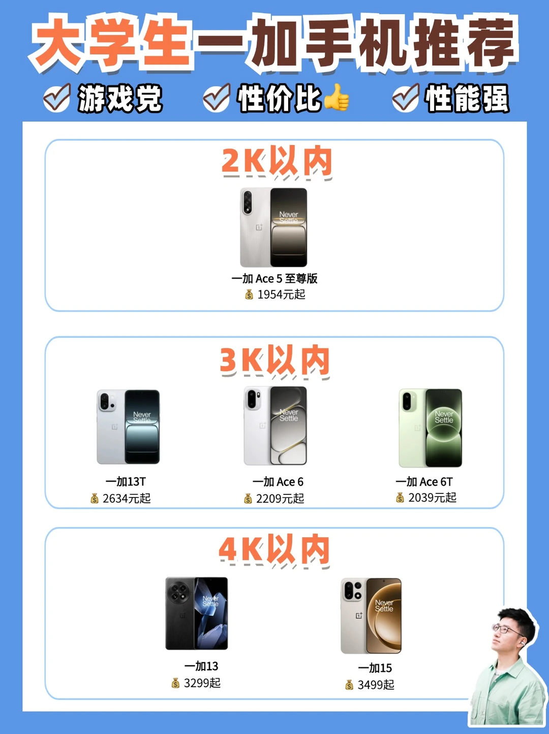 大学生一加手机究竟如何选❓推荐这几款手机