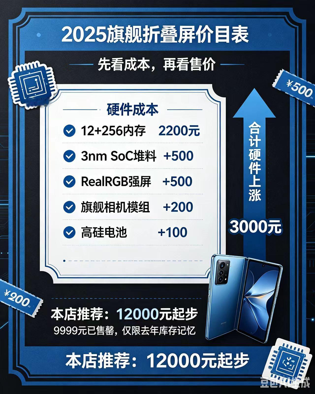 #小米18 Fold价格预测#之前卢总透露今年Q2的存储合约价是去年的5倍，站哥爆料12+256G成本价就涨了1700，Counterpoint预计iPhone 18 Pro Max的物料成本增加300刀（12+1TB），主要是因为存储成本上涨。也就是说不算其他硬件，光存储成本就得涨价2000才能包住，最新技术的LPDDR6内存只会更贵。

小米上代 ​