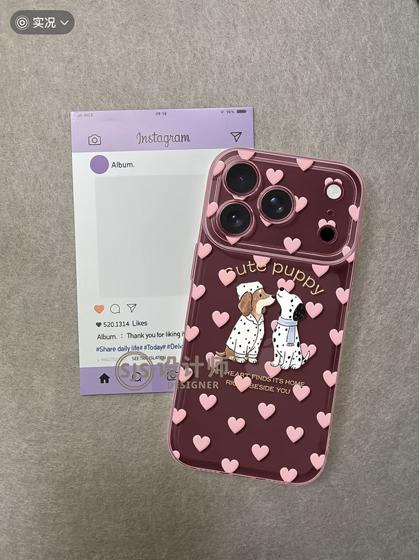 酒红色18pro💗可爱睡帽斑点小狗🐕