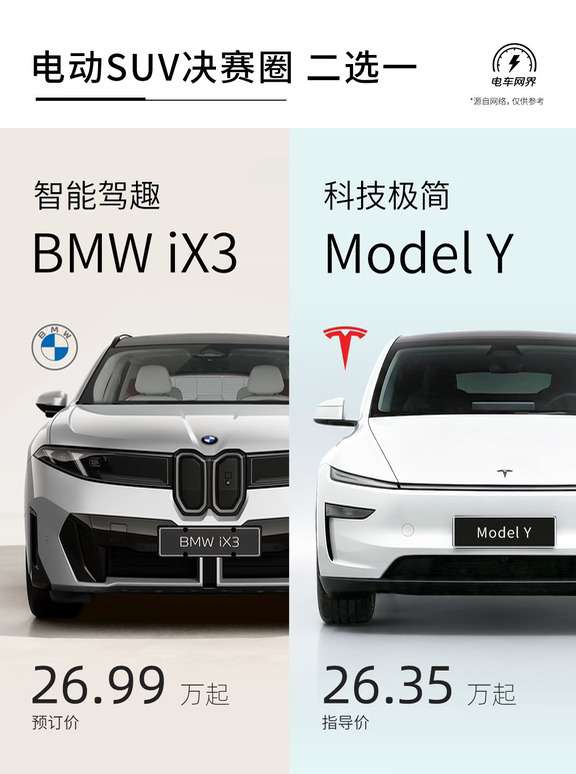 电动SUV决赛圈二选一：iX3还是Model Y？